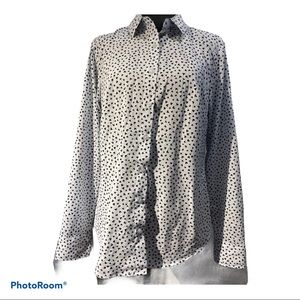 Button dress Blouse White with tiny black hearts